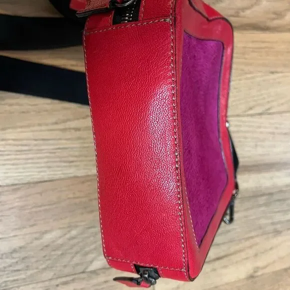 Meredith Wendell pink and red square pony hair square bag - Picture 9 of 9